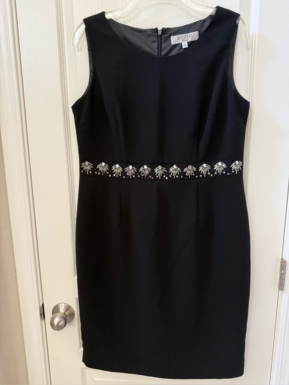Kasper Black Embellished Sheath Dress Size 10 | Career | Cocktail | Holiday